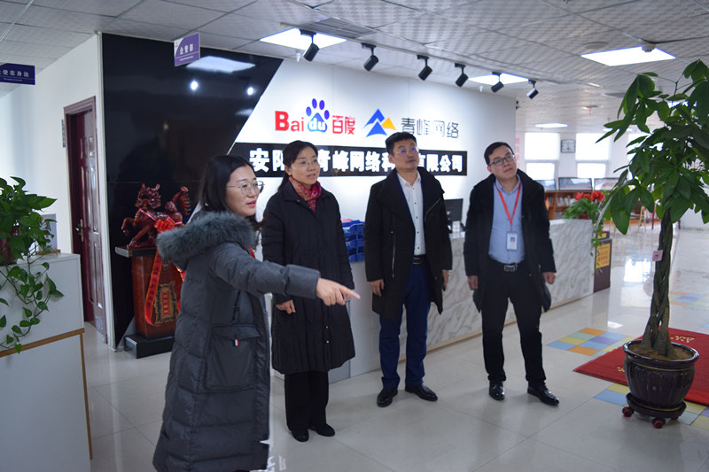 中共河南省委網信辦社評處處長李麗同志，中共安陽市委網信辦副主任、市互聯網行業黨委書記王曉萌同志蒞臨安陽青峰網絡參觀指導！
